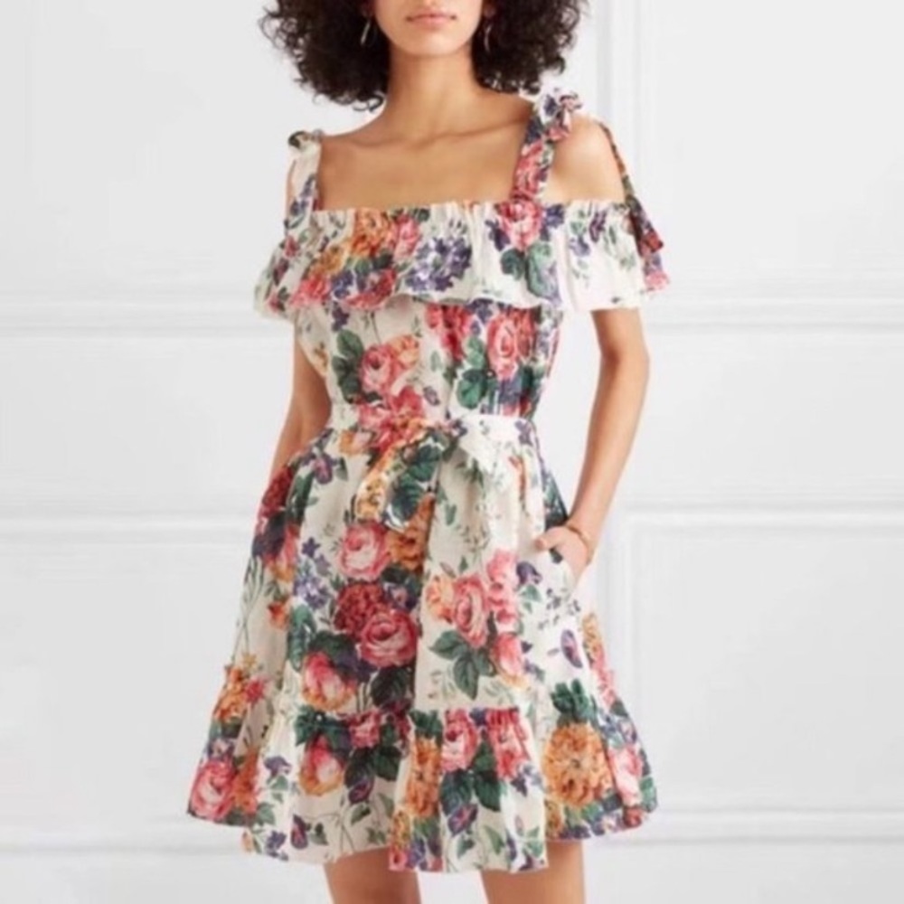 NWT Zimmermann Floral Ruffle Mini Dress
